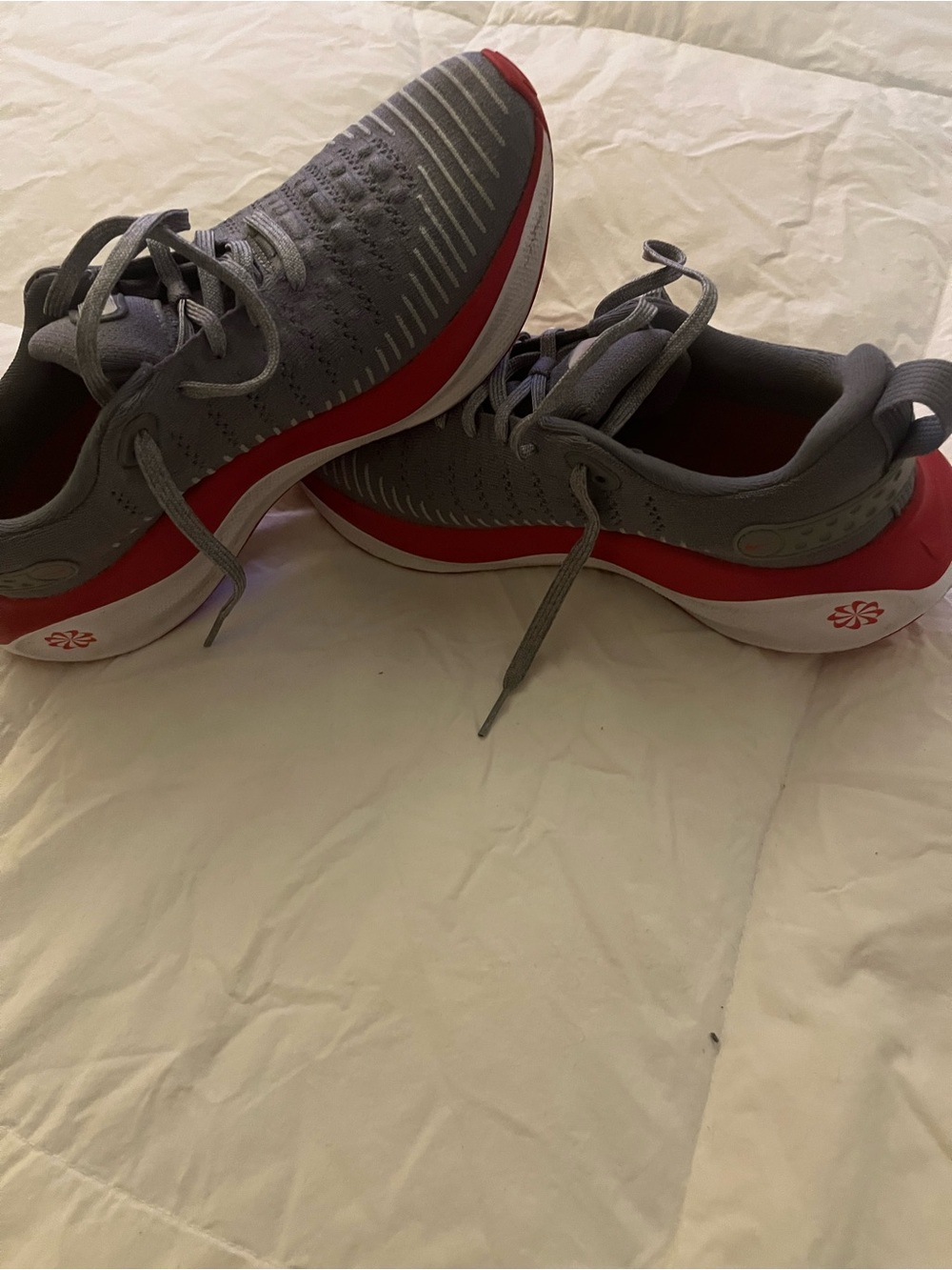 Nike Gray and Red Knit Athletic Sneakers